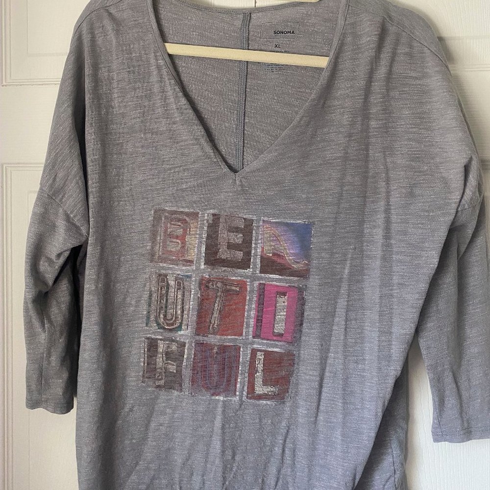 Gray "V" Neck T-shirt size XL